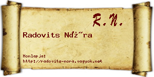 Radovits Nóra névjegykártya